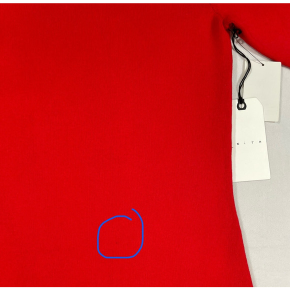 Leith Red Ribbed Bodycon Knee Length Dress M NWT Nordstrom Bloom Short Sleeve - Picture 3 of 7